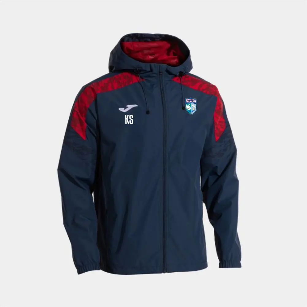 Walton & Hersham FC Walking Football Joma Rain Jacket - Navy/Red - Image 2