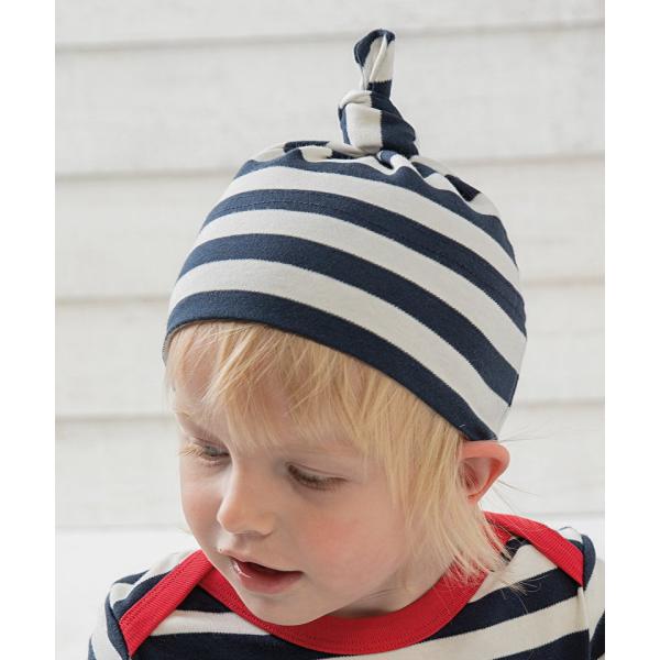 Baby stripy one-knot hat