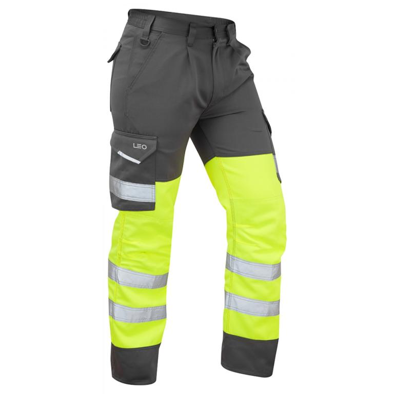 Bideford ISO 20471 Cl 1 Poly/Cotton Cargo Trouser Yellow/Grey