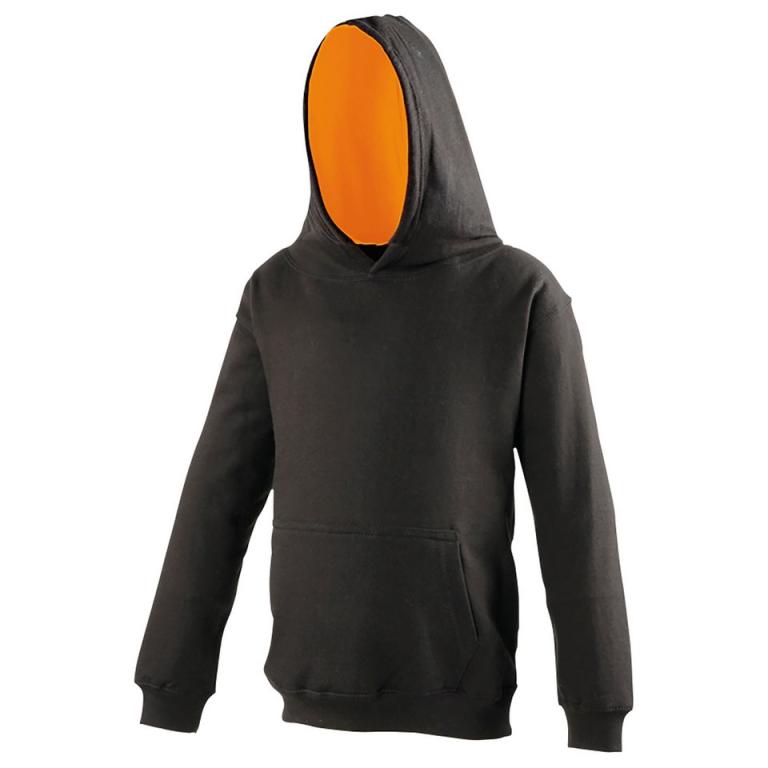 Kids varsity hoodie Jet Black/Orange Crush