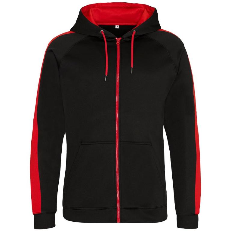 Sports polyester zoodie Jet Black/Fire Red