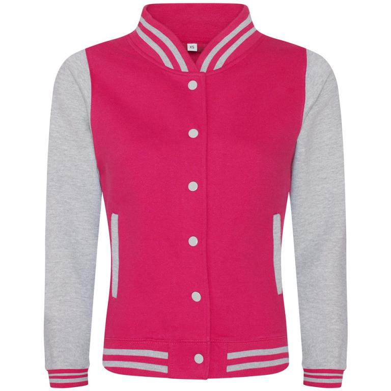 Women's varsity jacket Hot Pink/Heather Grey