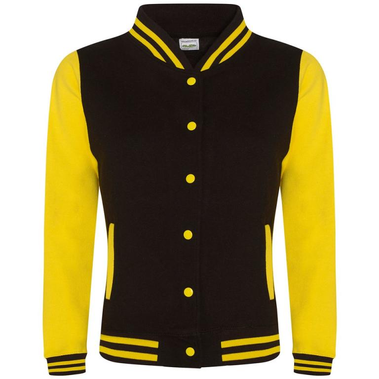 Women's varsity jacket Jet Black/Sun Yellow