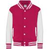 Kids varsity jacket Hot Pink/White