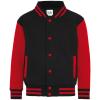 Kids varsity jacket Jet Black/Fire Red