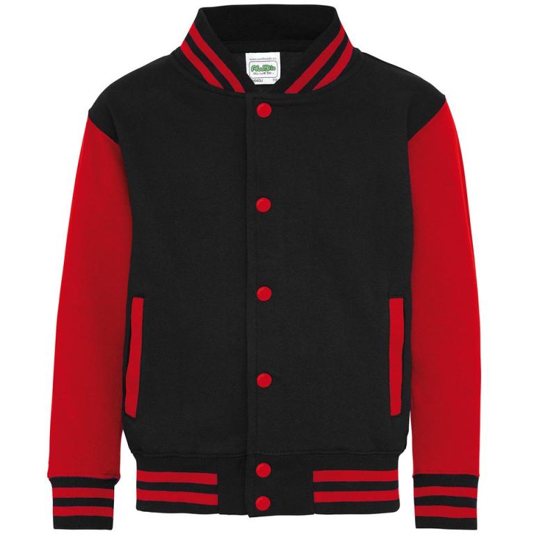 Kids varsity jacket Jet Black/Fire Red