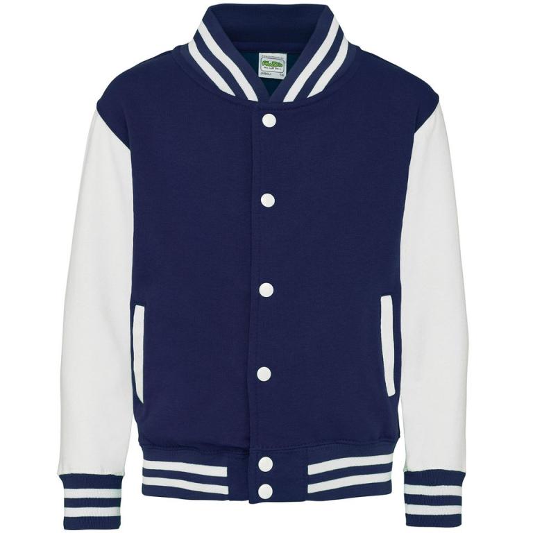 Kids varsity jacket Oxford Navy/White