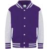 Kids varsity jacket Purple/Heather Grey