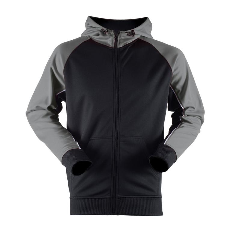 Panelled sports hoodie Black/Gun Metal Grey/White