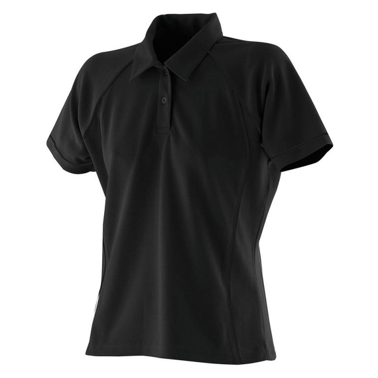 Women's piped performance polo Black/Black