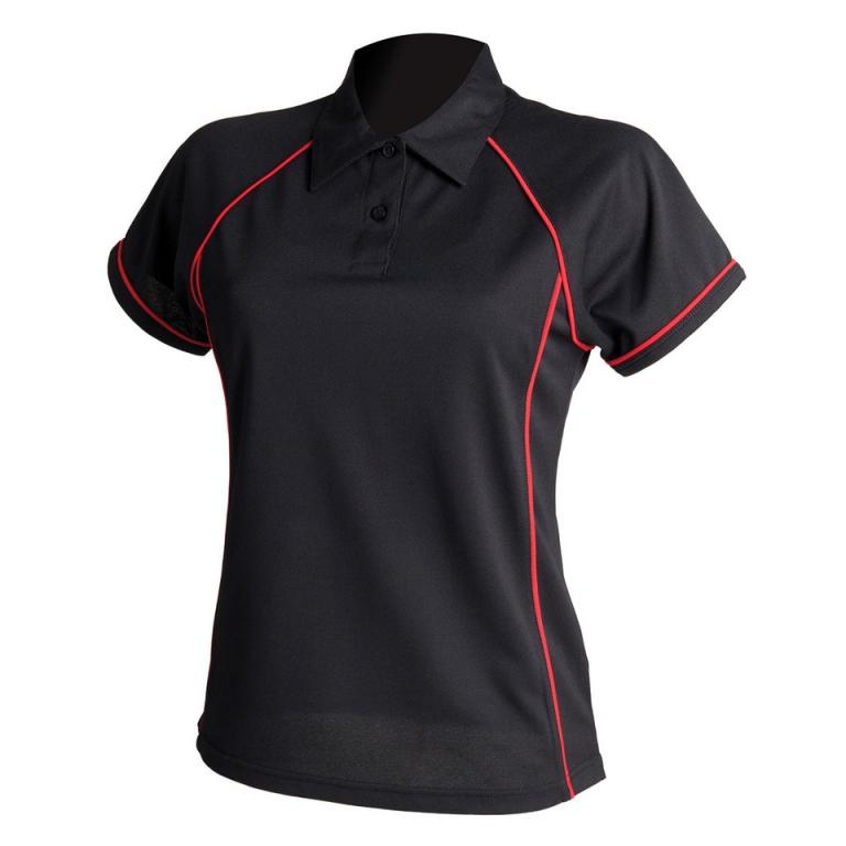 Women's piped performance polo Black/Red