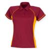 Women's piped performance polo Maroon/Amber/Amber