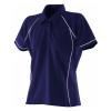 Women's piped performance polo Navy/White