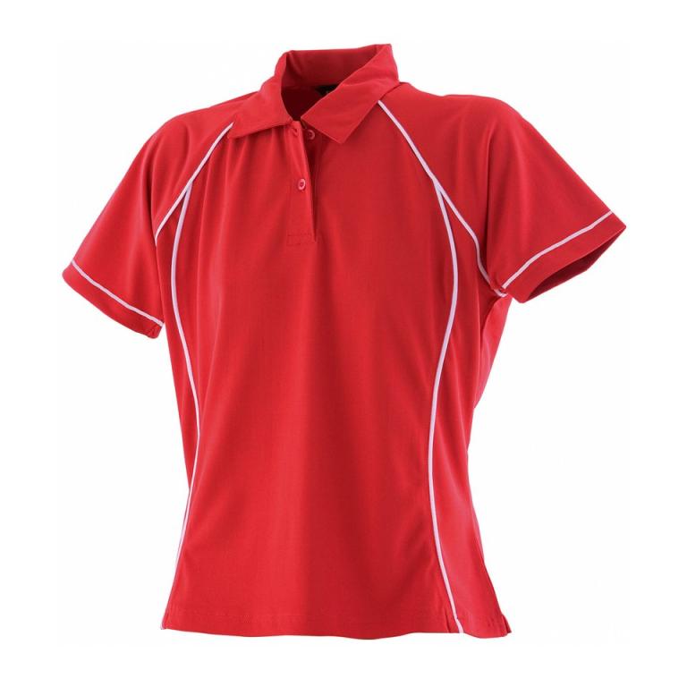 Women's piped performance polo Red/White