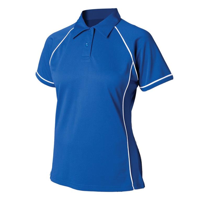 Women's piped performance polo Royal/White