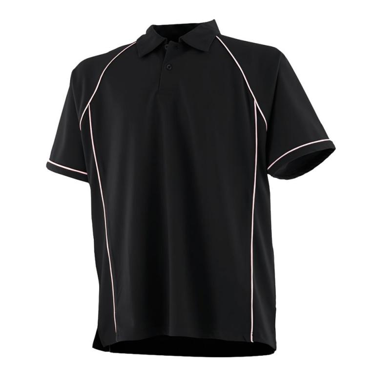 Kids piped performance polo Black/White