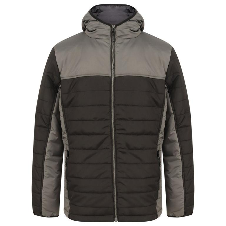Hooded contrast padded jacket Black/Gunmetal Grey