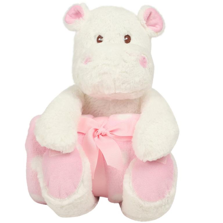 Hippo with blanket White/Pink