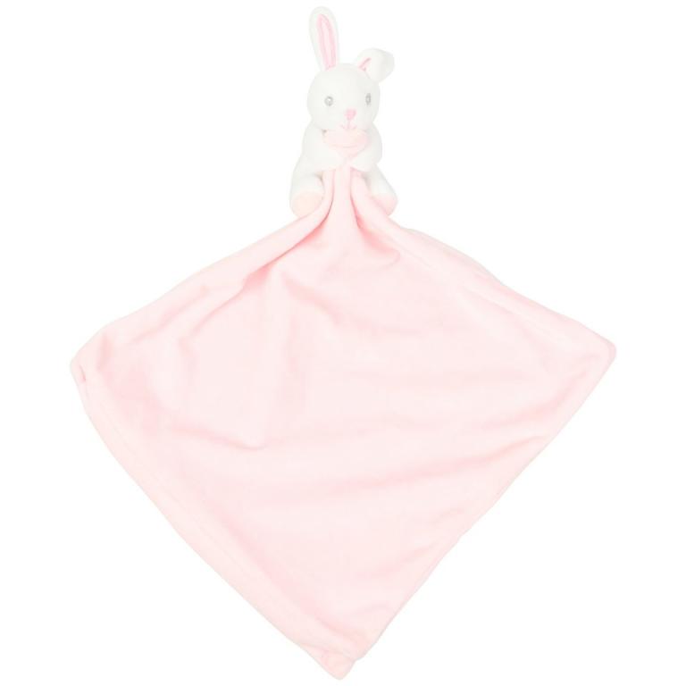 Baby animal comforter with rattle Pink Rabbit