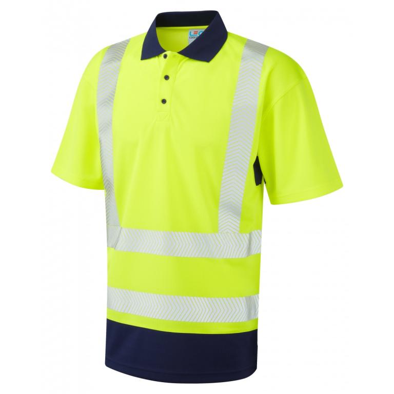 Mortehoe ISO 20471 Cl 2 Dual Colour Coolviz Plus Polo Shirt Yellow/Navy