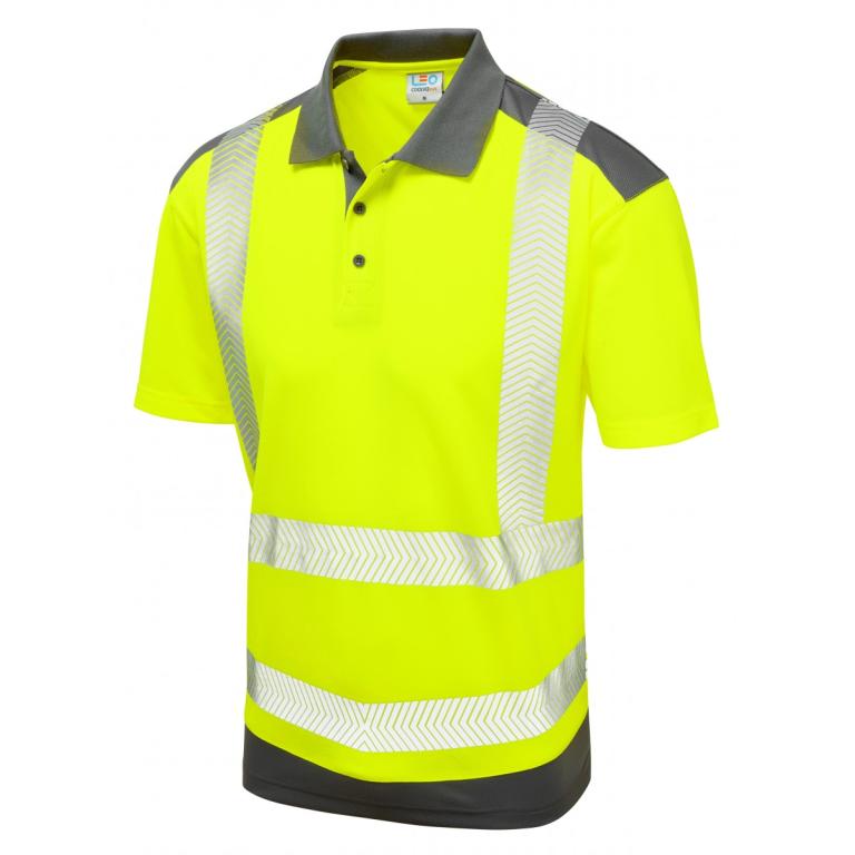 Peppercombe ISO 20471 Class 2 Dual Colour Coolviz Plus Polo Shirt Yellow/Grey