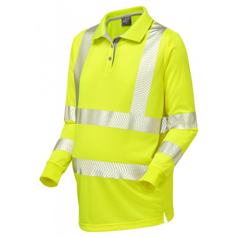 Yarnacott ISO 20471 Cl 2 Coolviz Ultra Maternity Long Sleeve Polo Shirt Yellow