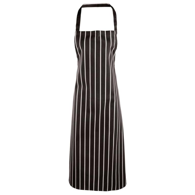 Striped bib apron Black/White