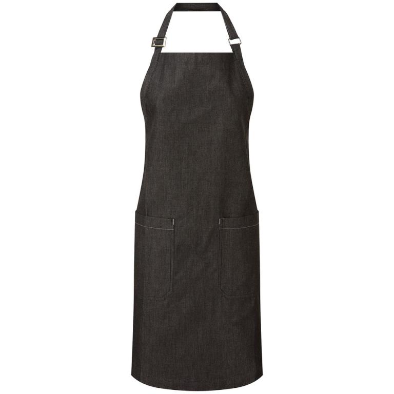 Cotton denim bib apron, organic and Fairtrade certified Black Denim