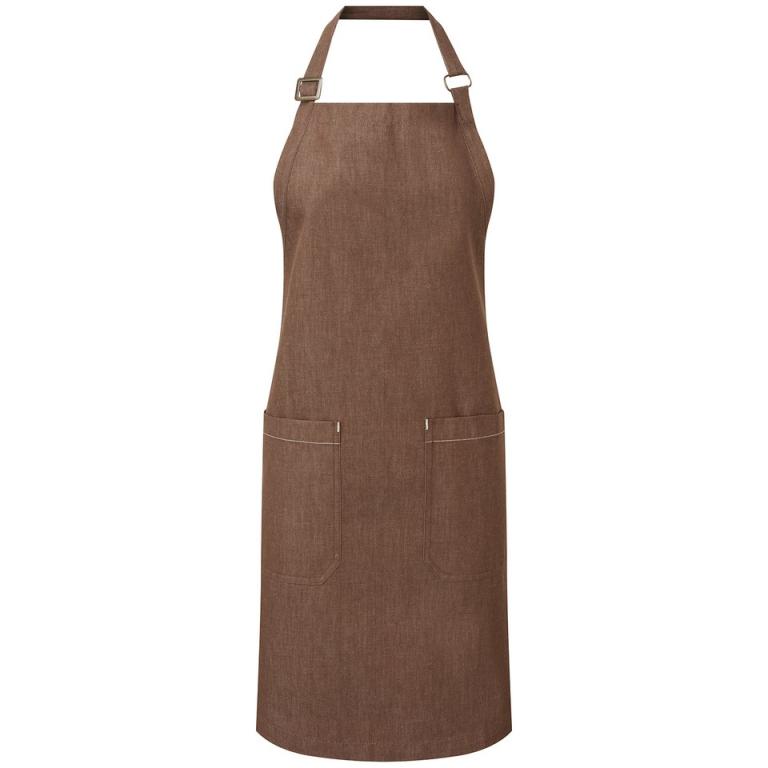 Cotton denim bib apron, organic and Fairtrade certified Brown Denim