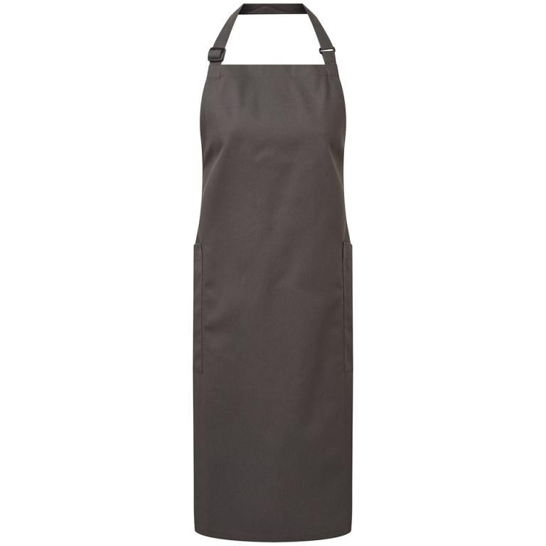 Recycled polyester and cotton bib apron, organic and Fairtrade certified Dark Grey