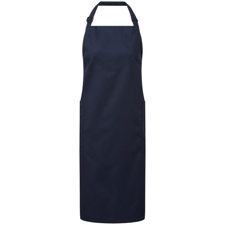 Recycled polyester and cotton bib apron, organic and Fairtrade certified Navy