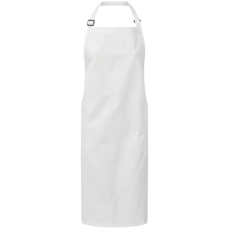 Recycled polyester and cotton bib apron, organic and Fairtrade certified White