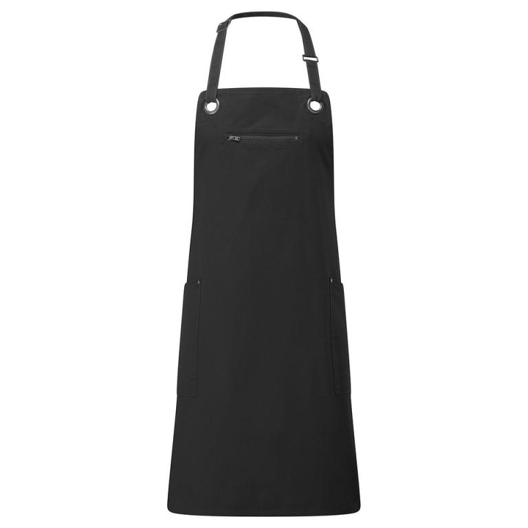 Barley' contrast stitch sustainable bib apron Black/Charcoal