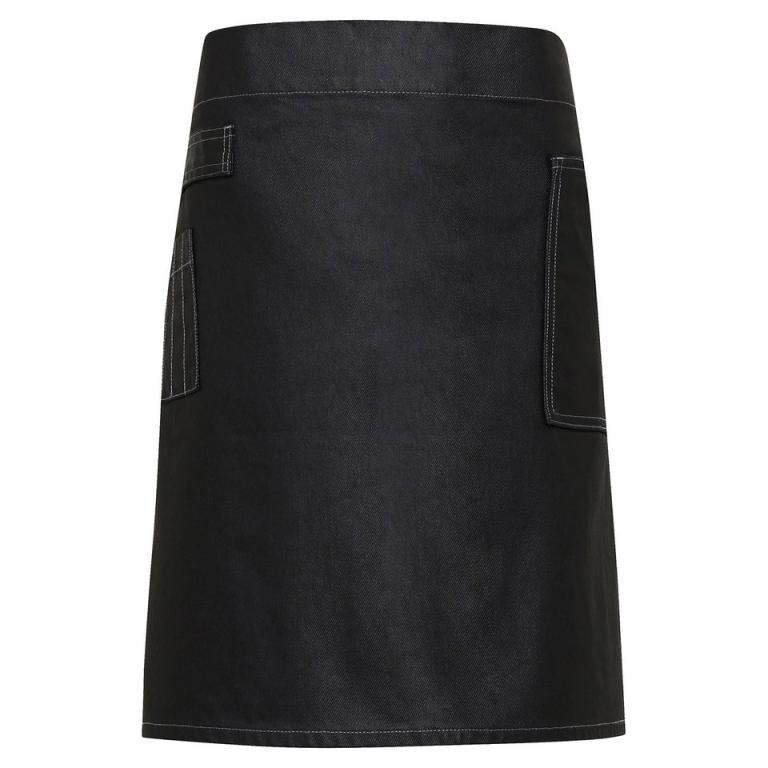 Division waxed-look denim waist apron Black Denim