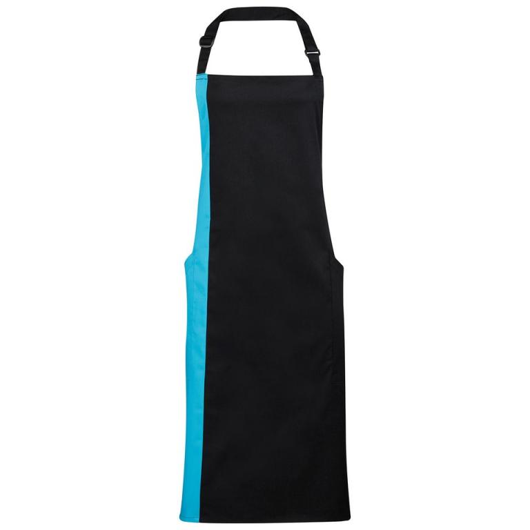 Contrast bib apron Black/Turquoise