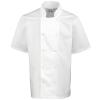 Studded front short sleeve chef's jacket White