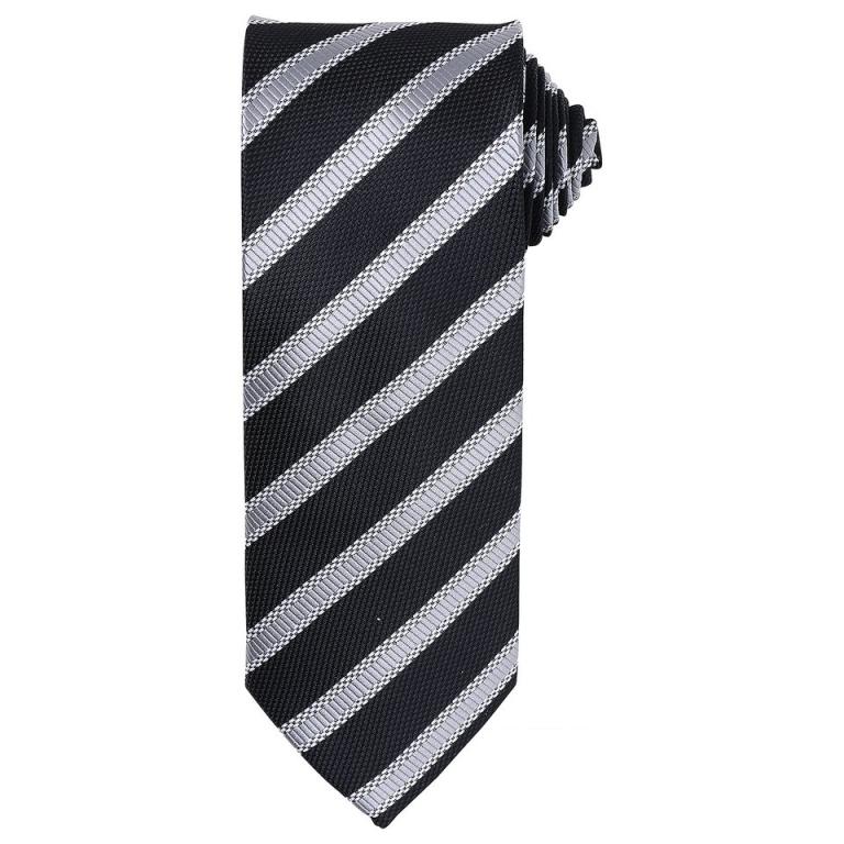 Waffle stripe tie Black/Dark Grey