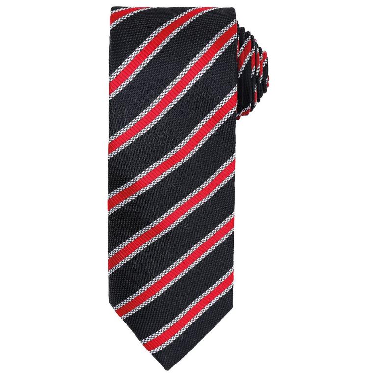 Waffle stripe tie Black/Red
