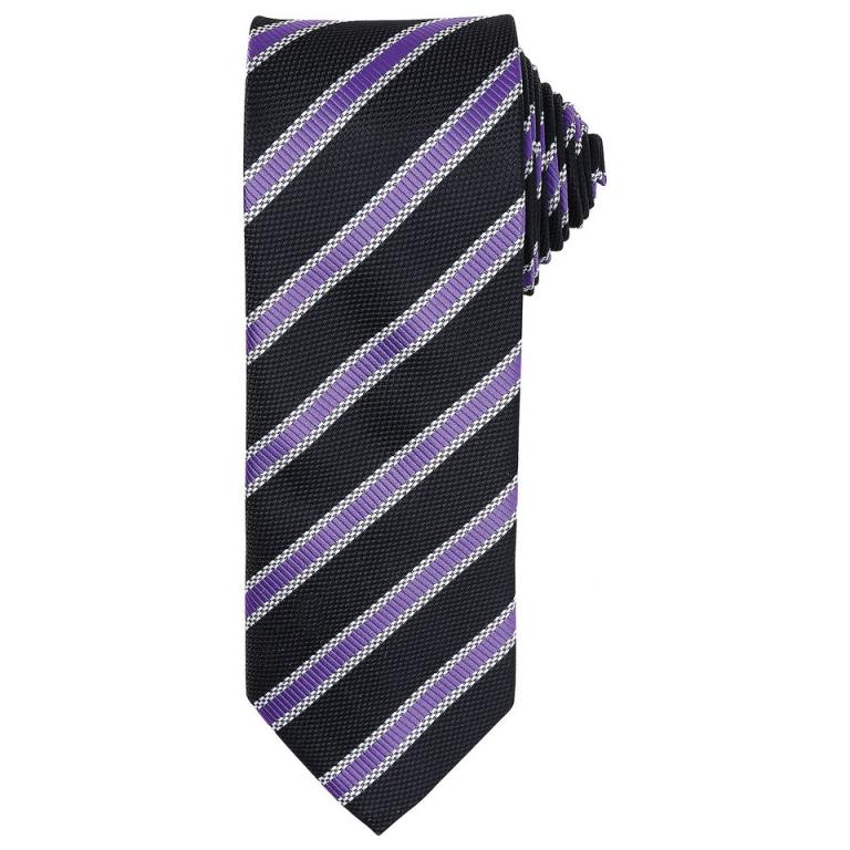 Waffle stripe tie Black/Rich Violet
