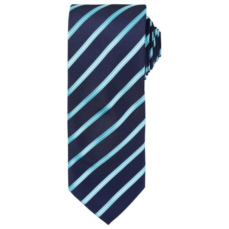 Sports stripe tie Navy/Turquoise