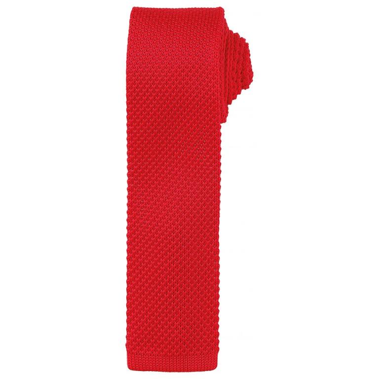 Slim knitted tie Red