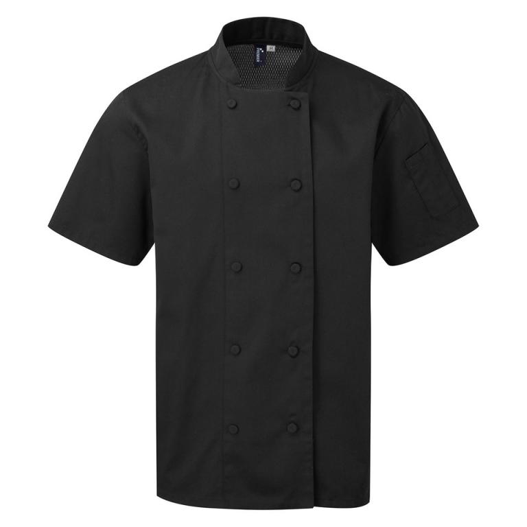 Chefs coolchecker short sleeve jacket Black