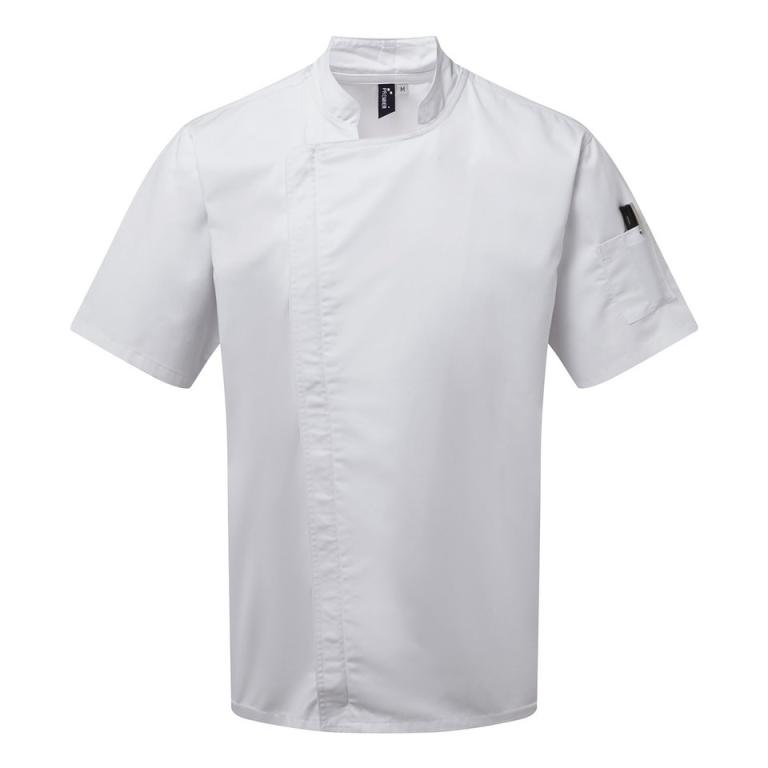 Chef's zip-close short sleeve jacket White