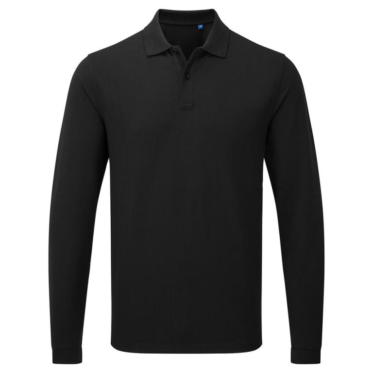 ‘Essential’ unisex long sleeve workwear polo shirt Black