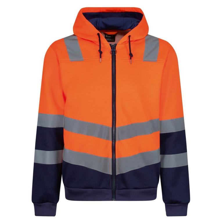 Pro hi-vis full zip hoodie Orange/Navy