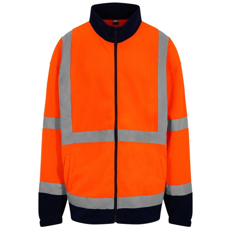 High visibility full-zip fleece HV Orange/Navy