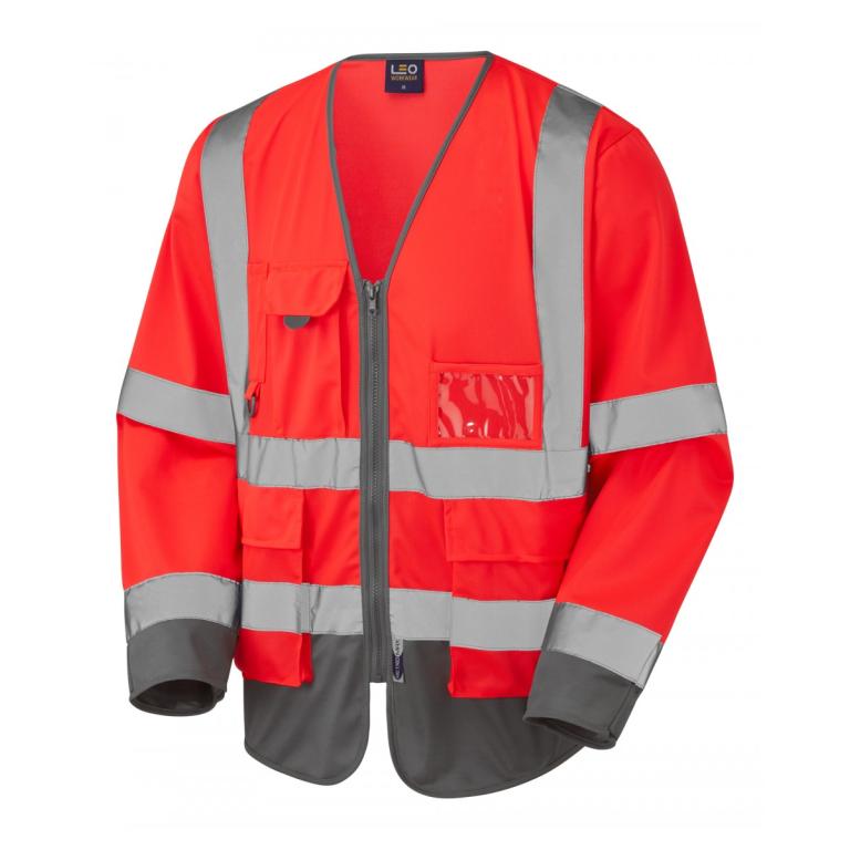 Wrafton ISO 20471 Cl 3 Superior Sleeved Waistcoat Red/Grey
