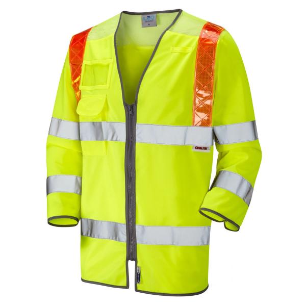 Taddiport ISO 20471 Cl 3 Orange Brace 3/4 Sleeve Waistcoat