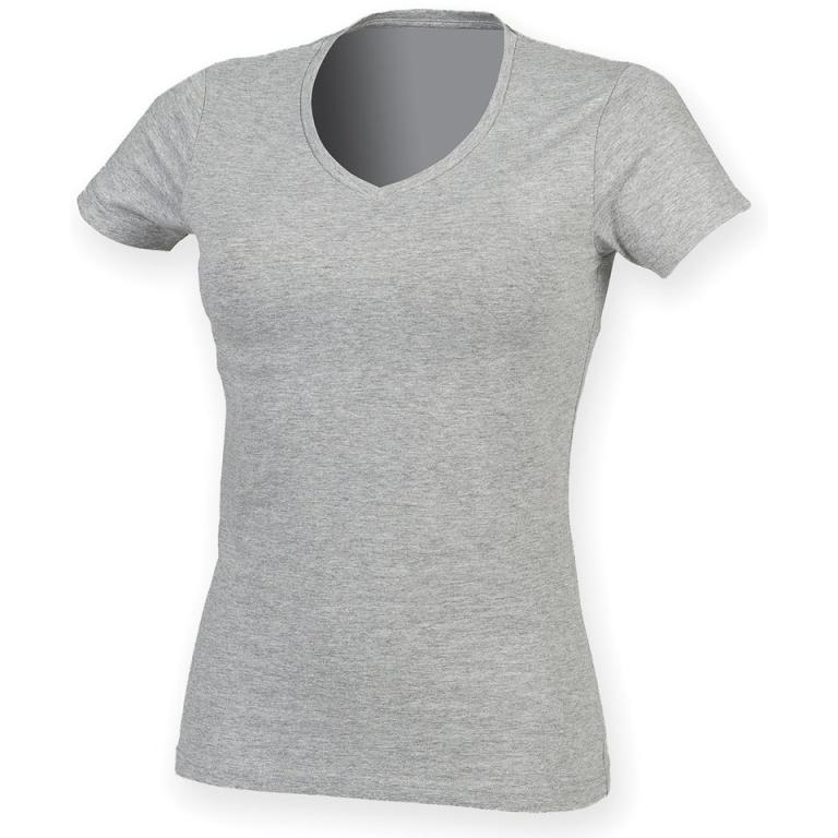 Feel good women's stretch v-neck t-shirt Heather Grey