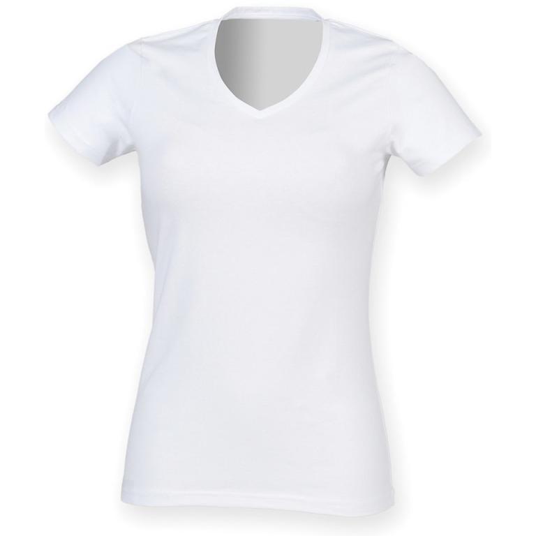 Feel good women's stretch v-neck t-shirt White